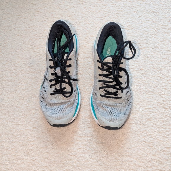ASICS Gray and Teal Running Shoes - Picture 4 of 9